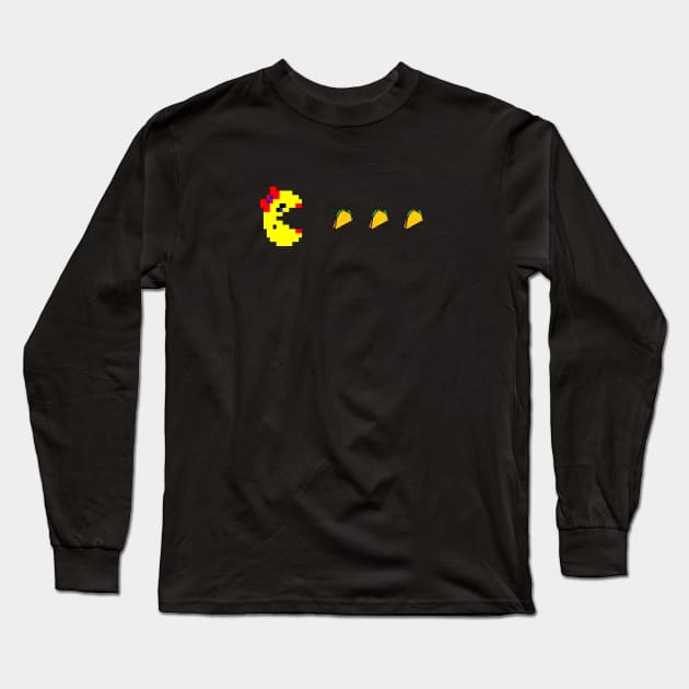 Mrs. PAC-MAN Loves Tacos Long Sleeve T-Shirt by dsilvadesigns